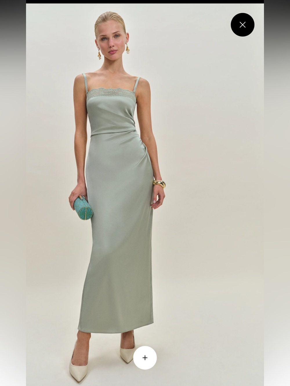 NWT Reformation Vesper Satin Dress Green - Size 8